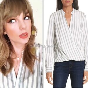 L'AGENCE Gray Striped Blouse